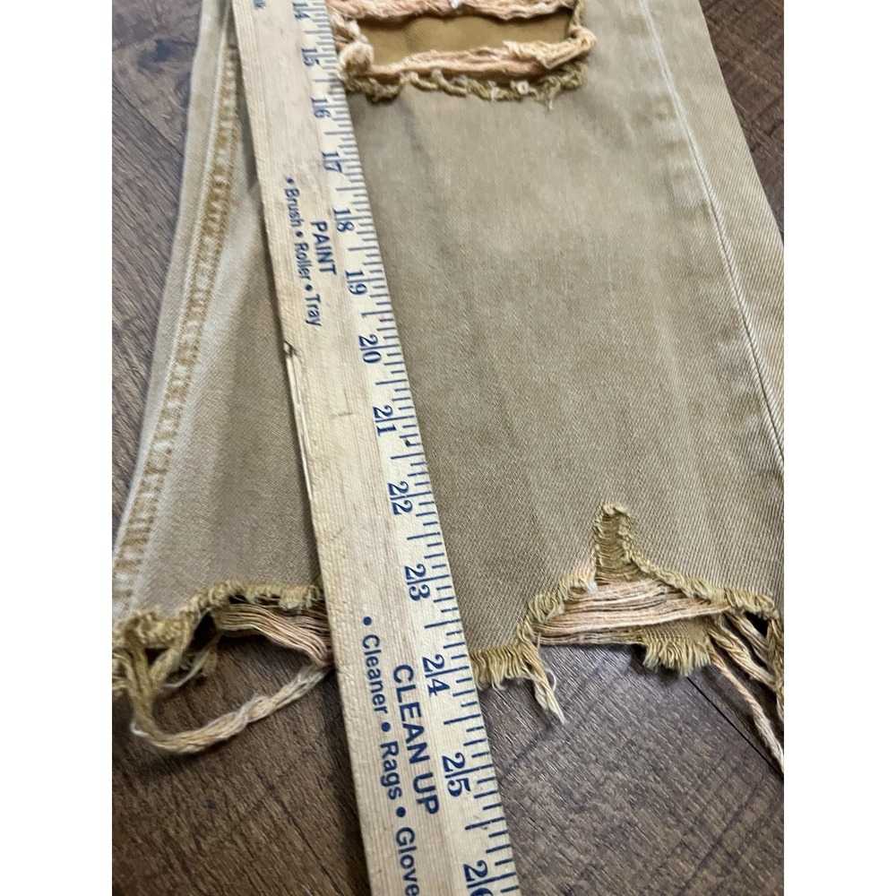 VERVET Kiss Of California Jeans Womens 24 Tan 90s Crop Flare Distressed - Picture 8 of 8